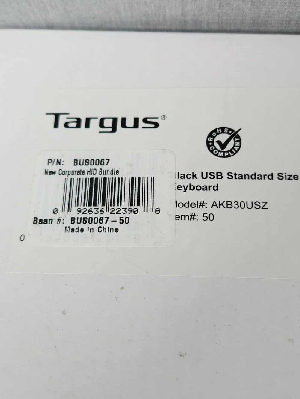 Targus USB Wired Keyboard Standard Size Black AKB30US New BUS0067 With Box